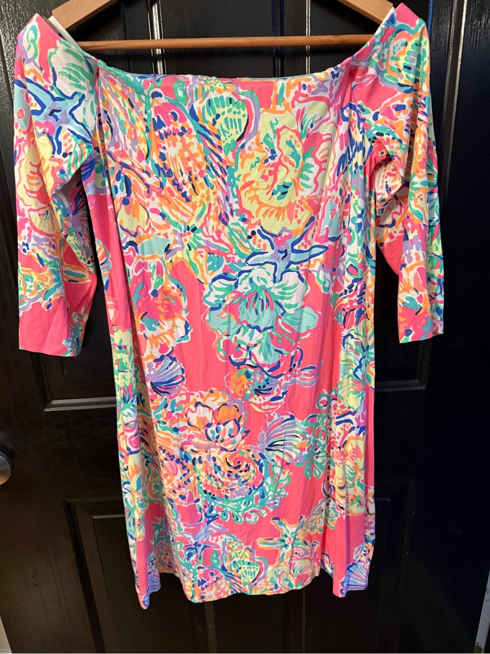 Lilly Pulitzer Laurana Off Shoulder Dress Women M Coral Reef Island Secret